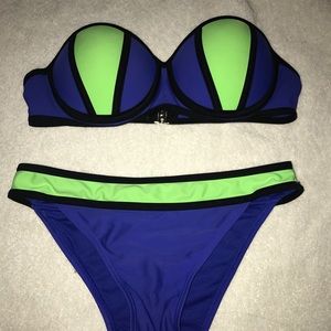 Blue and green swimsuit